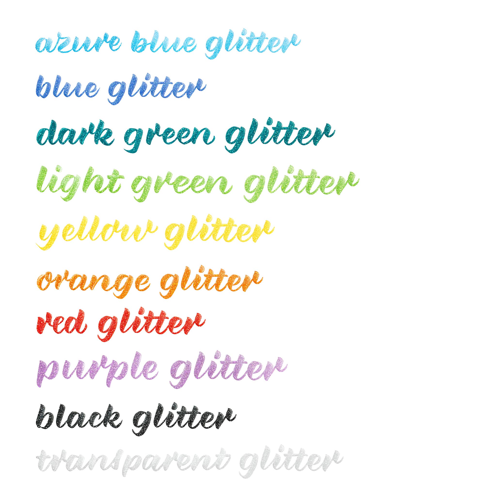 Eine Packung edding 1340 glitzer Pinselstift 10er-Set, ideal für Handlettering, präsentiert eine Vielzahl lebendiger Farben mit kunstvollen Kritzeleien auf der Vorderseite, die den glitzernden Tinteneffekt demonstrieren.