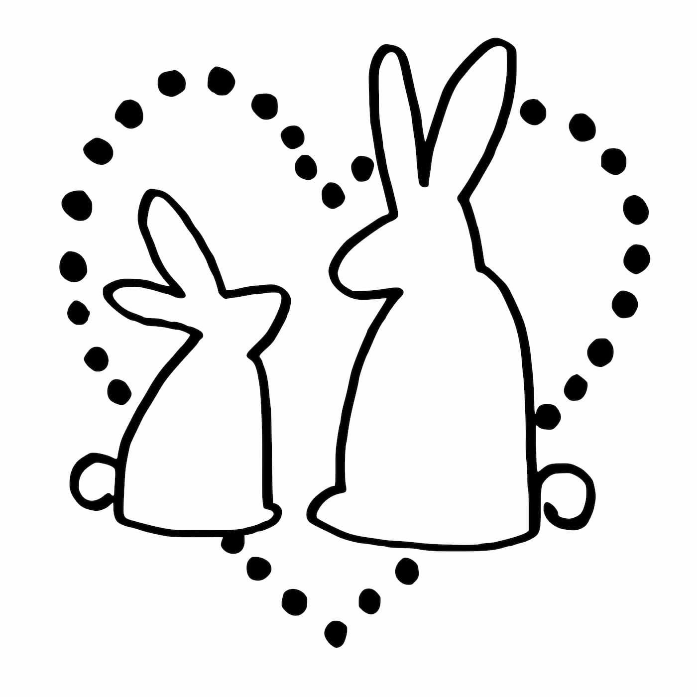 Malvorlage: Zwei Hasen und ein Herz