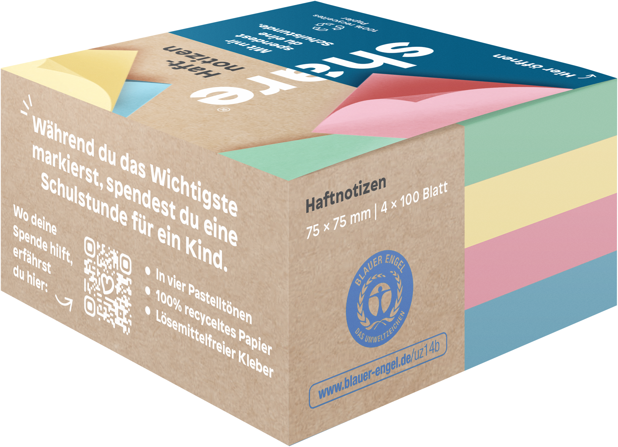 Share Haftnotizen 75x75 mm Blauer Engel
