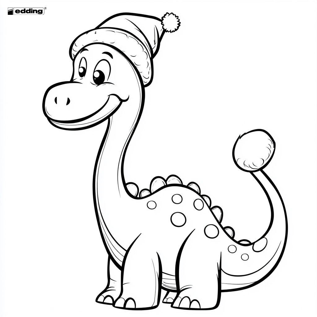 Malvorlage Dino mit Weihnachtsmütze