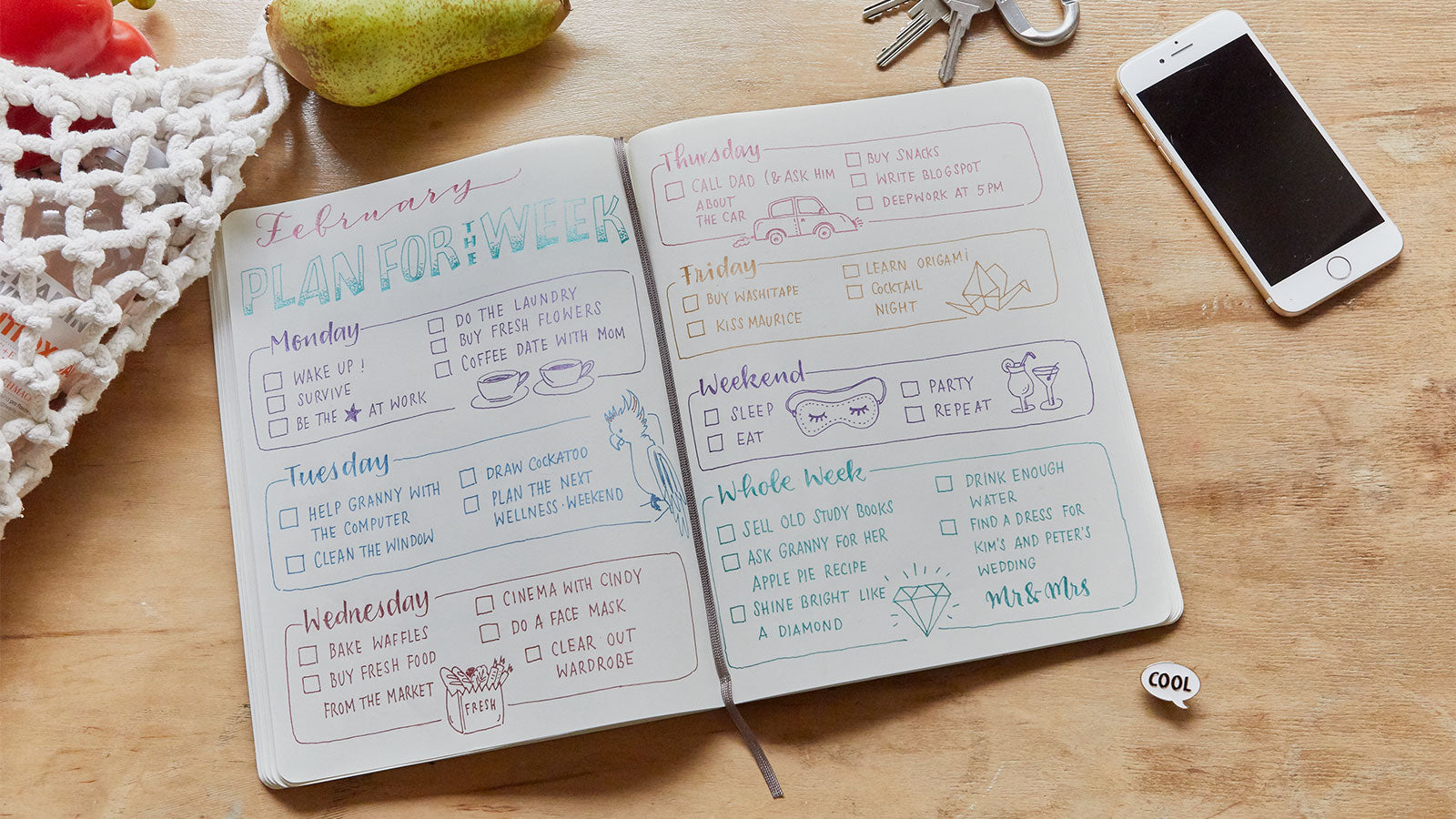 Journaling Idee Wochenplan