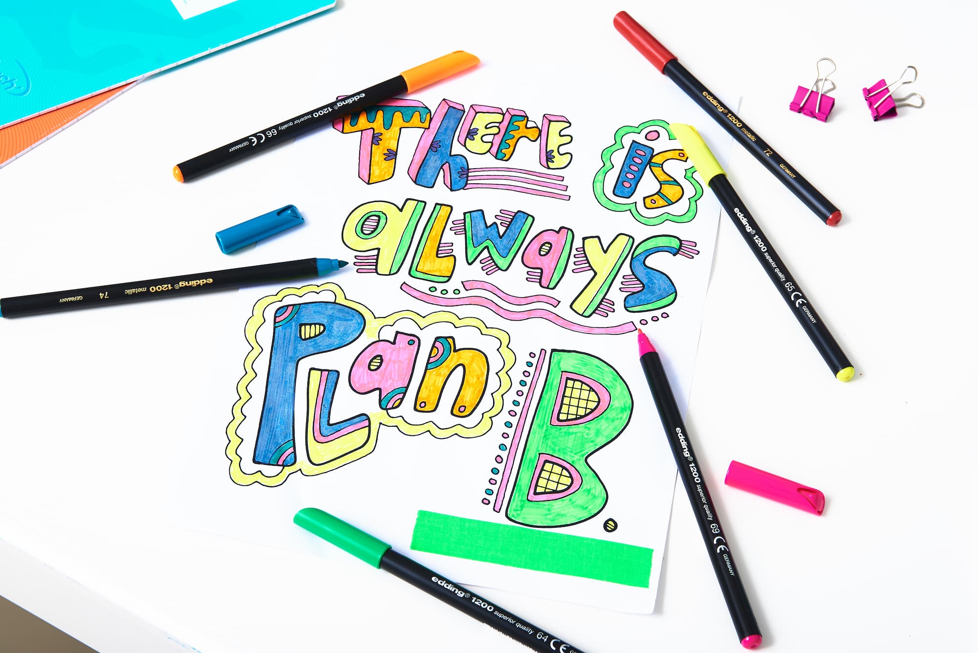 edding 1200 Filzstift Neon Farben Bullet Journaling Spruch ausmalen