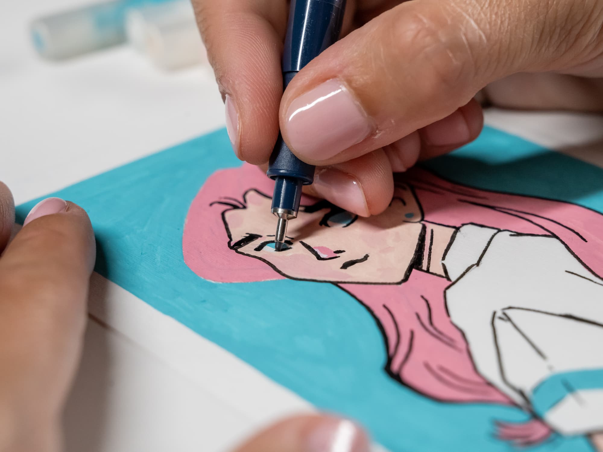 Konturen bei Manga mit wasserfesten Fineliner