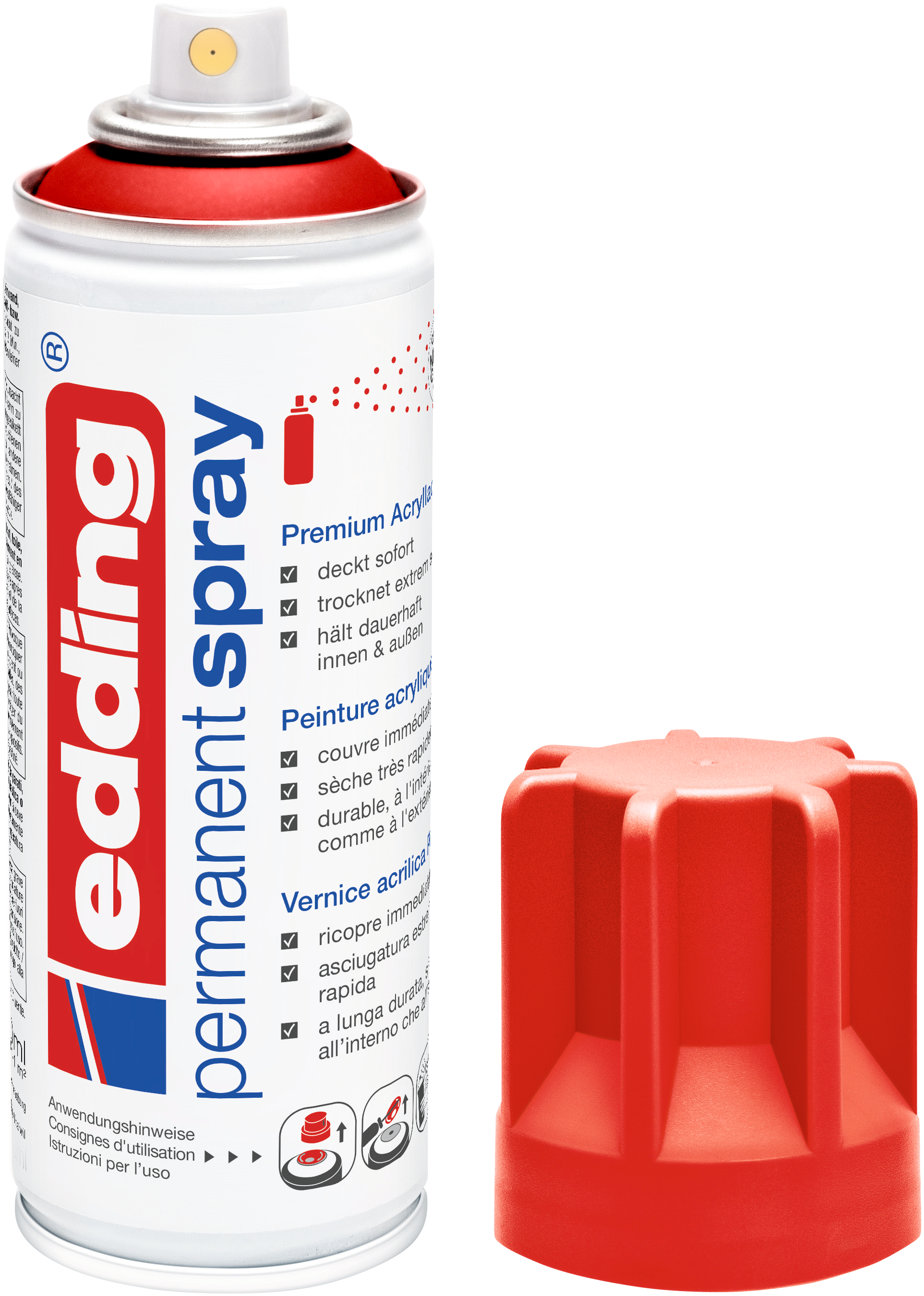 edding Permanentspray mit geöffnetem Deckel in rot matt