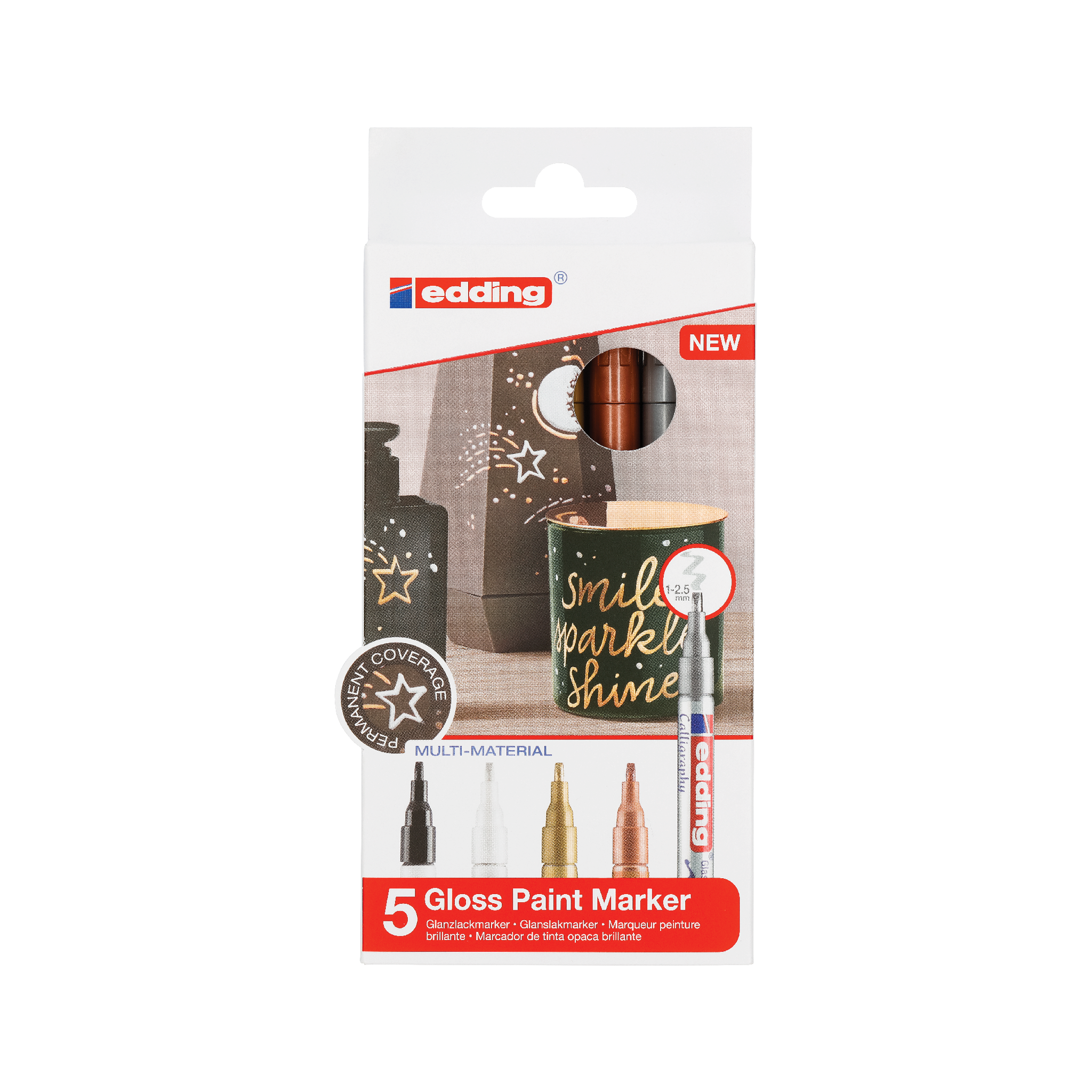 Produktbild von edding 753 Glanzlackmarker Kalligrafie 5er-Set