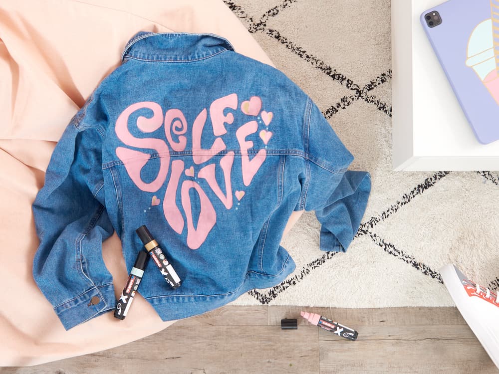 Jeansjacke bemalt mit Multimarker