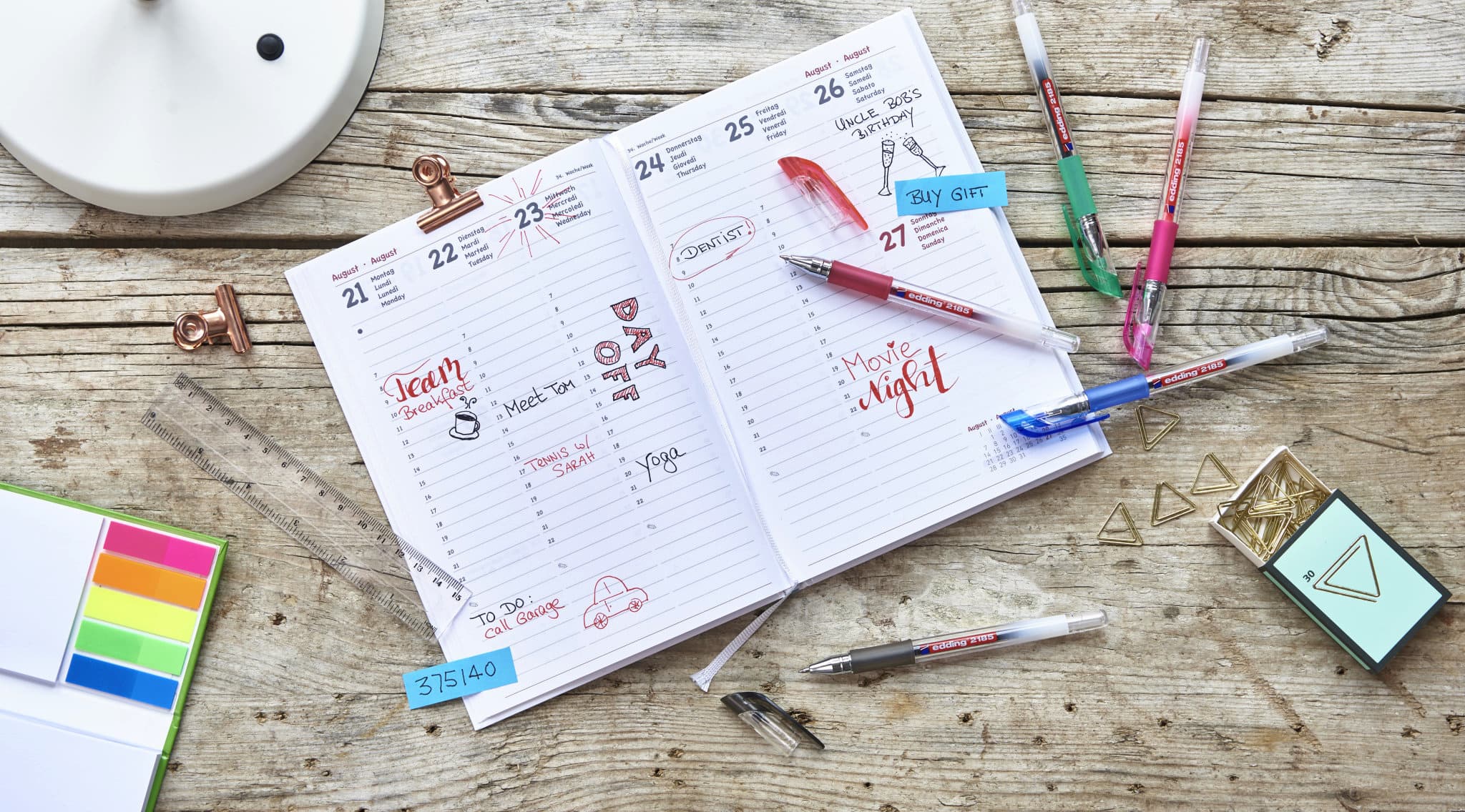 edding 2185 Gelroller Kalender kreativ gestalten