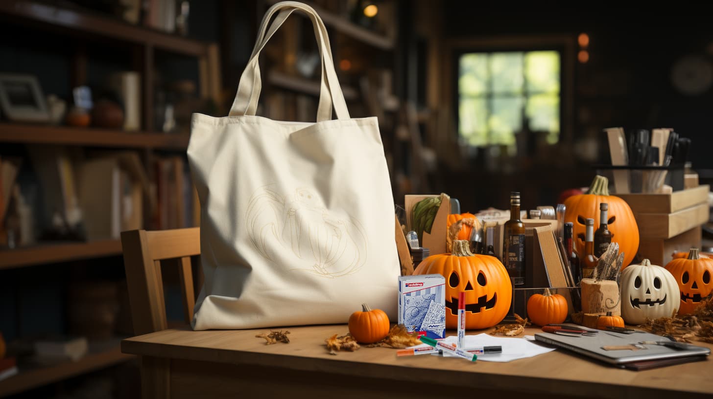 Tasche mit vorgezeichnetem Monster
