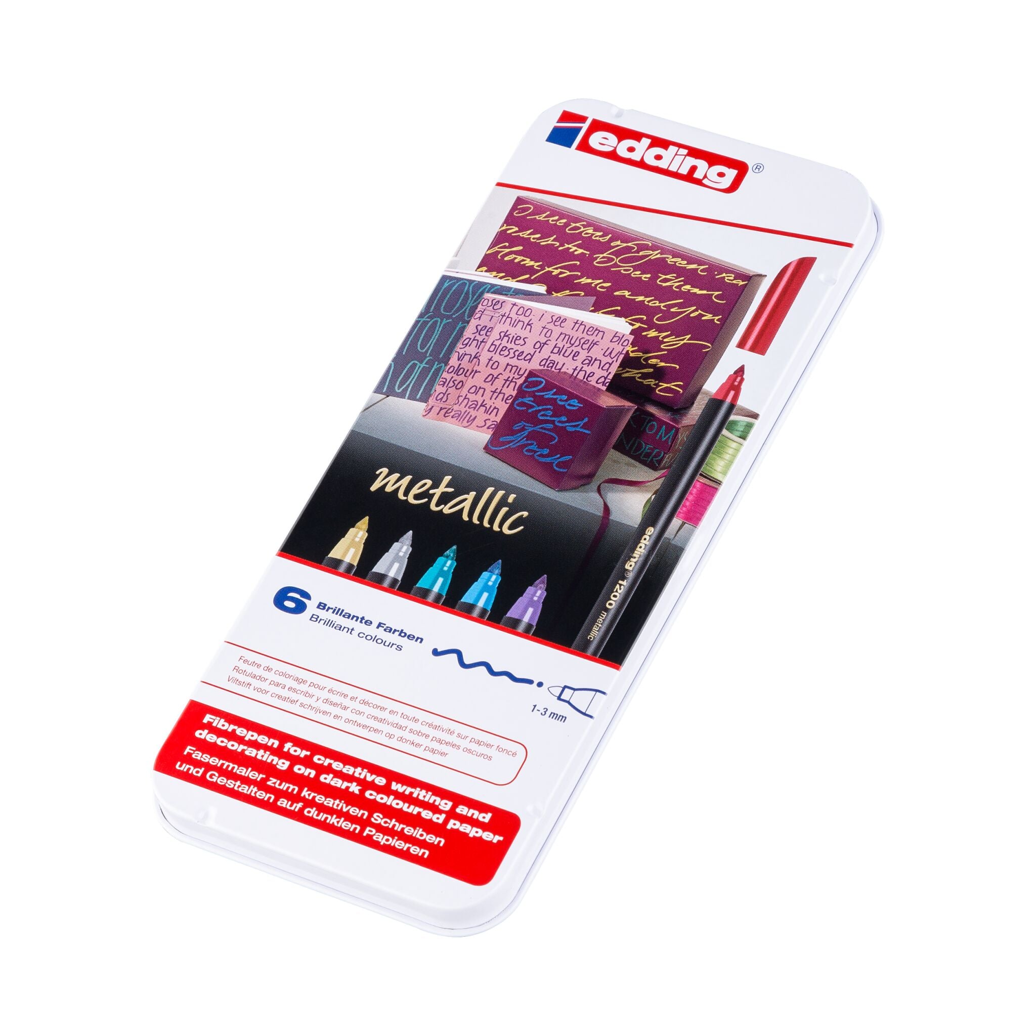 Produktbild von edding 1200 metallic Fasermaler 6er-Metallbox