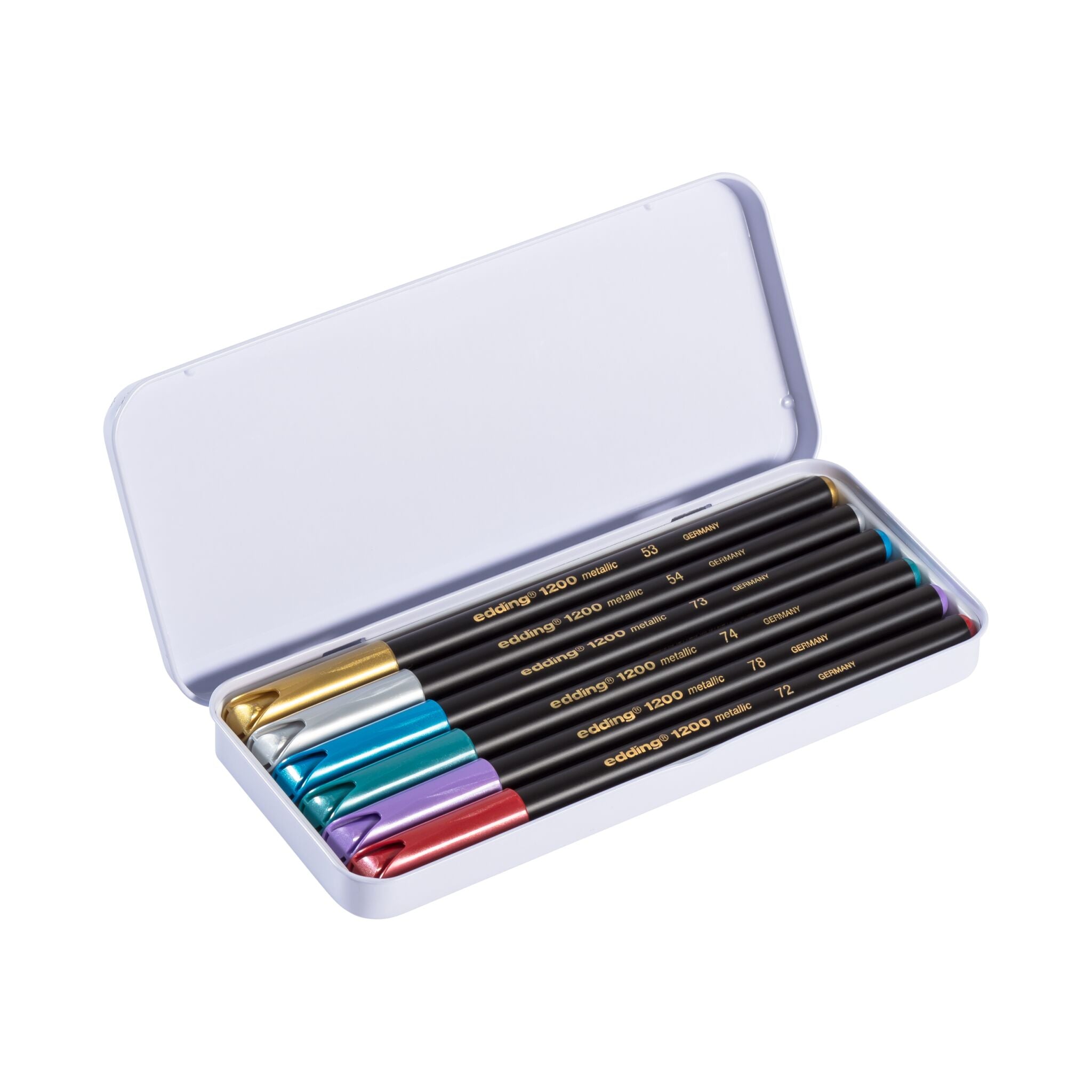 Produktbild von edding 1200 metallic Fasermaler 6er-Metallbox