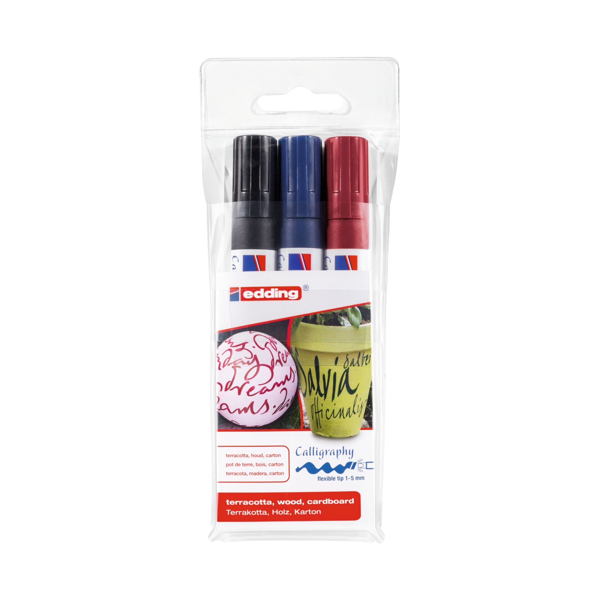 Produktbild von edding 1455 Kalligrafiemarker mit flexibler Spitze 3er-Set