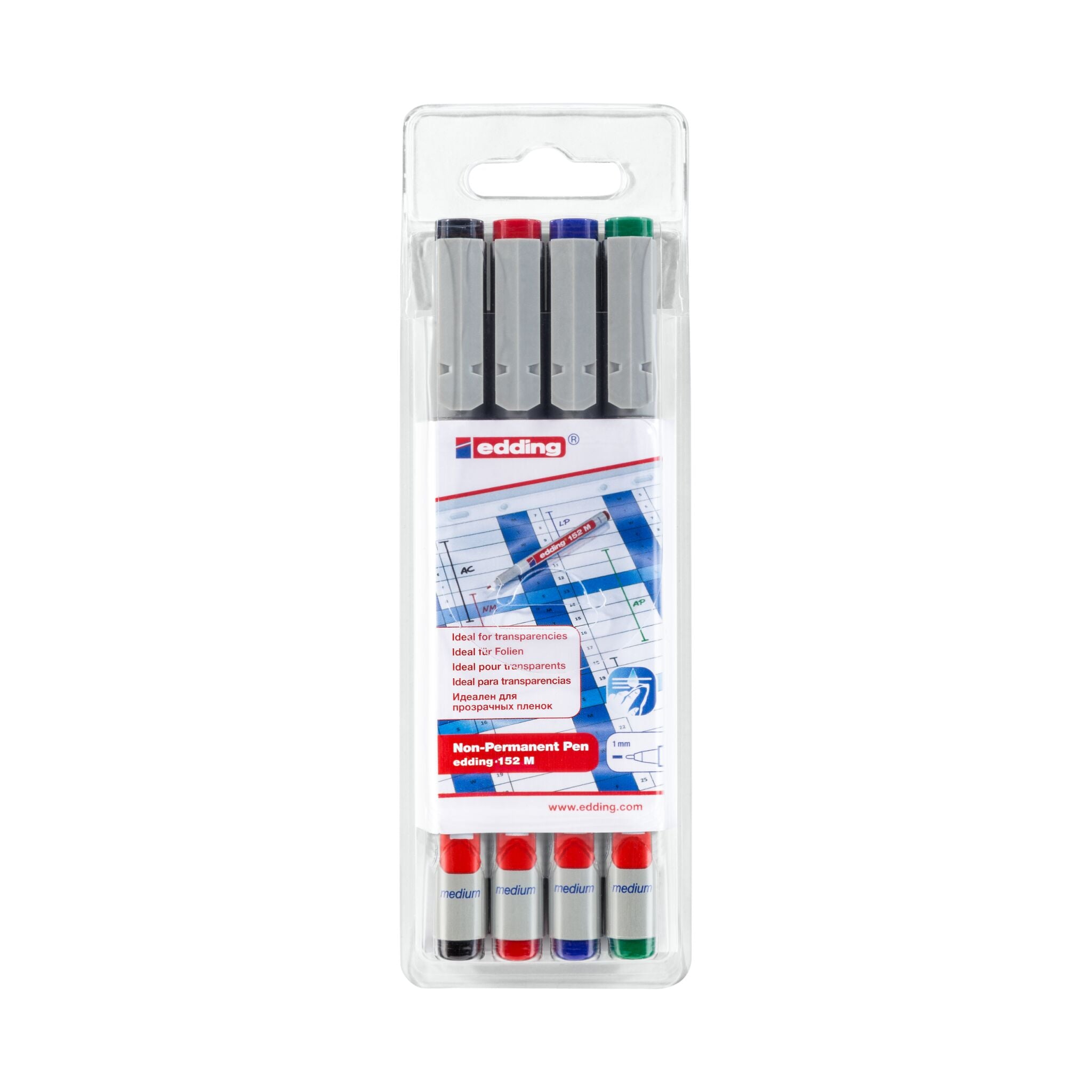 Produktbild von edding 152 M Non-permanenter Folienschreiber 4er-Set