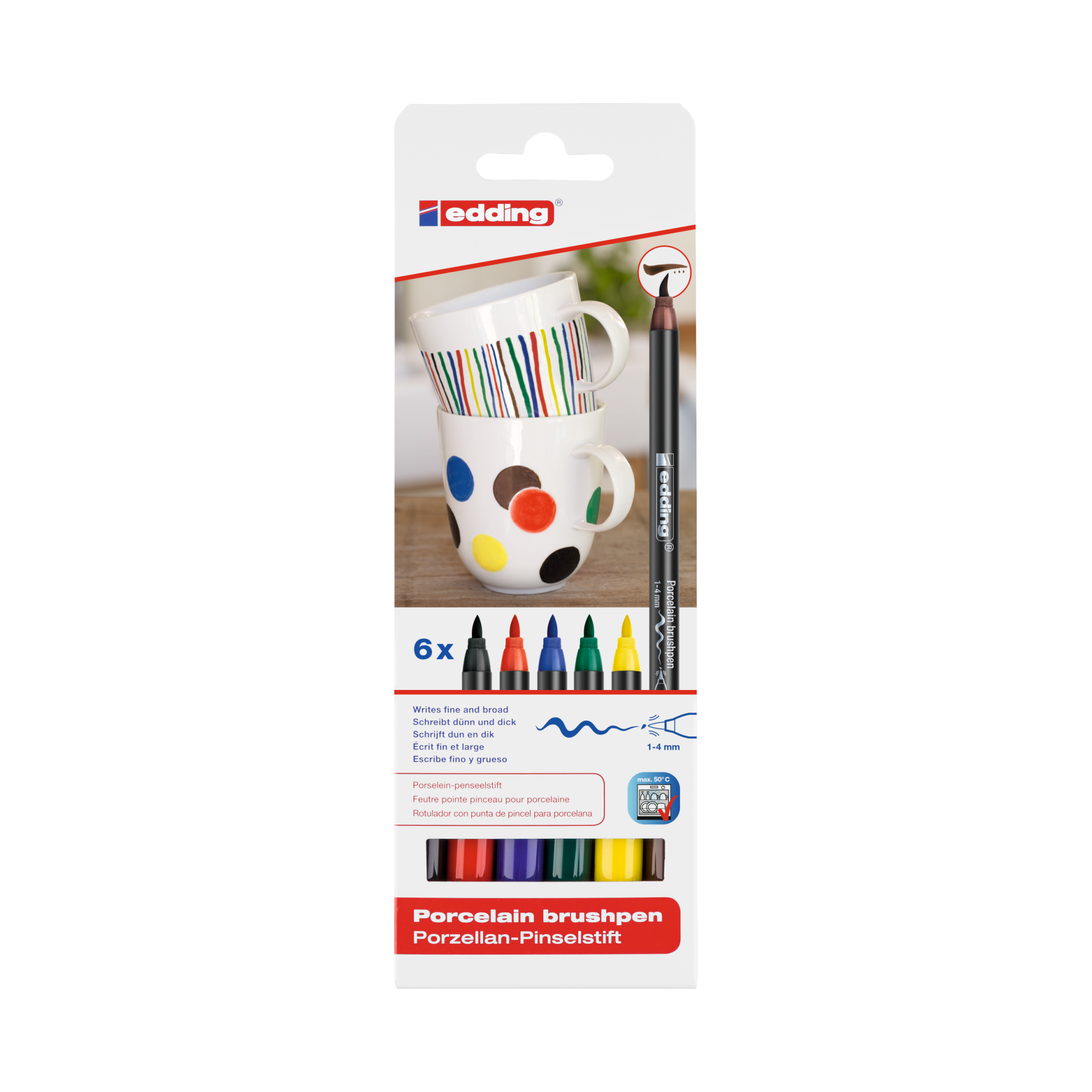 Produktbild von edding 4200 Porzellanpinselstift 6er-Set