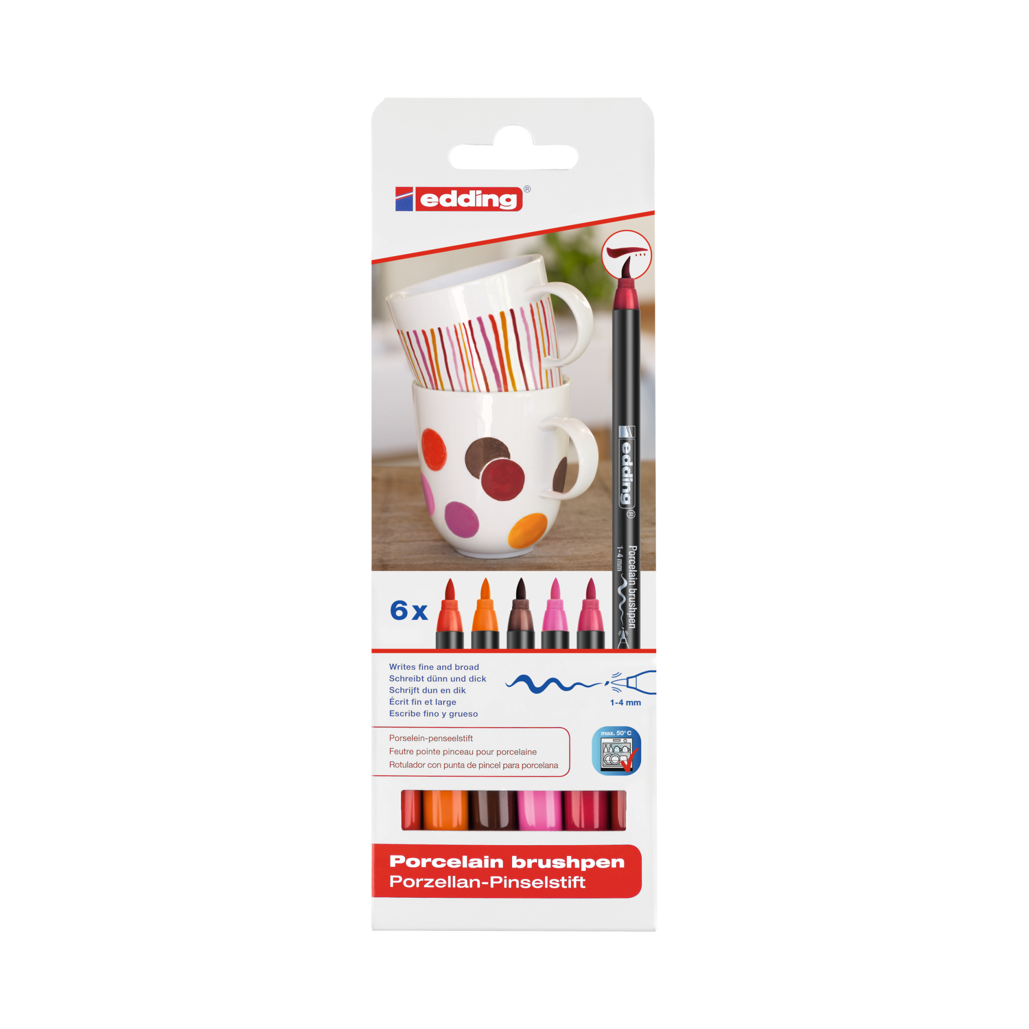 Produktbild von edding 4200 Porzellanpinselstift 6er-Set