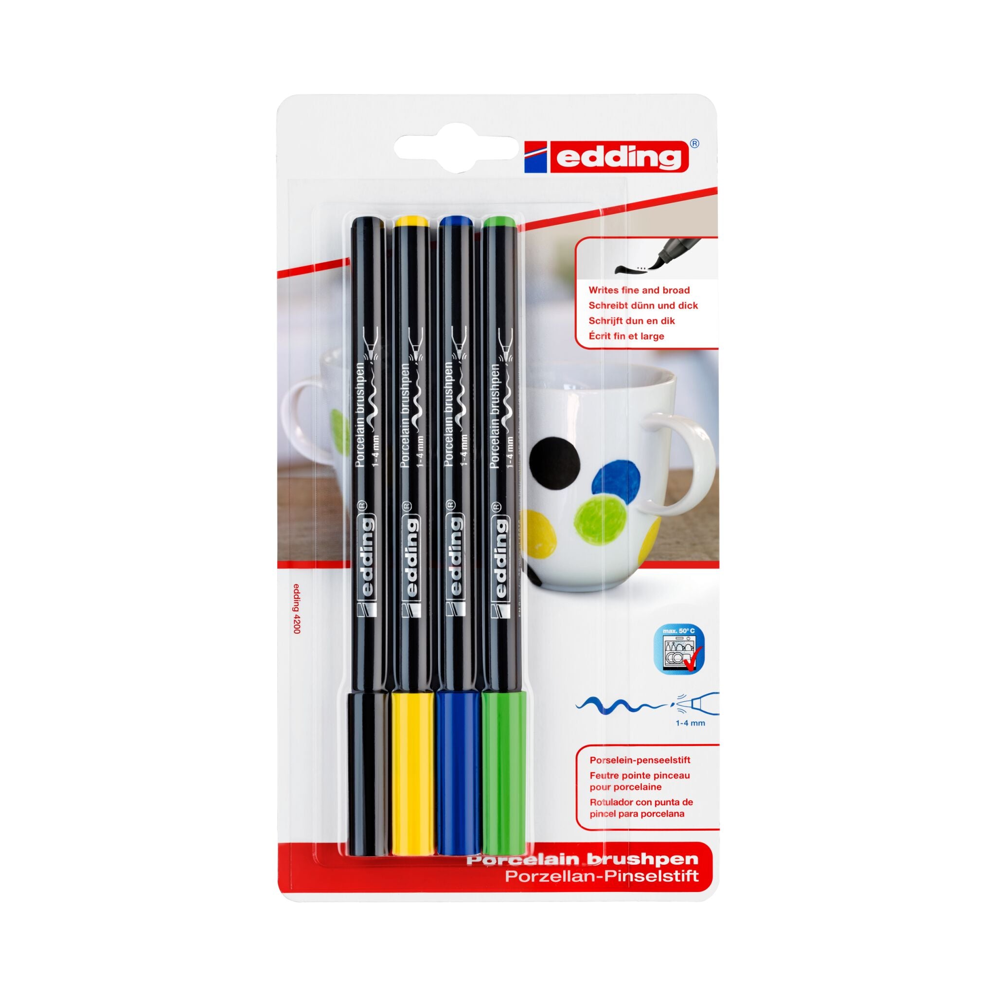 Produktbild von edding 4200 Porzellanpinselstift 4er-Set