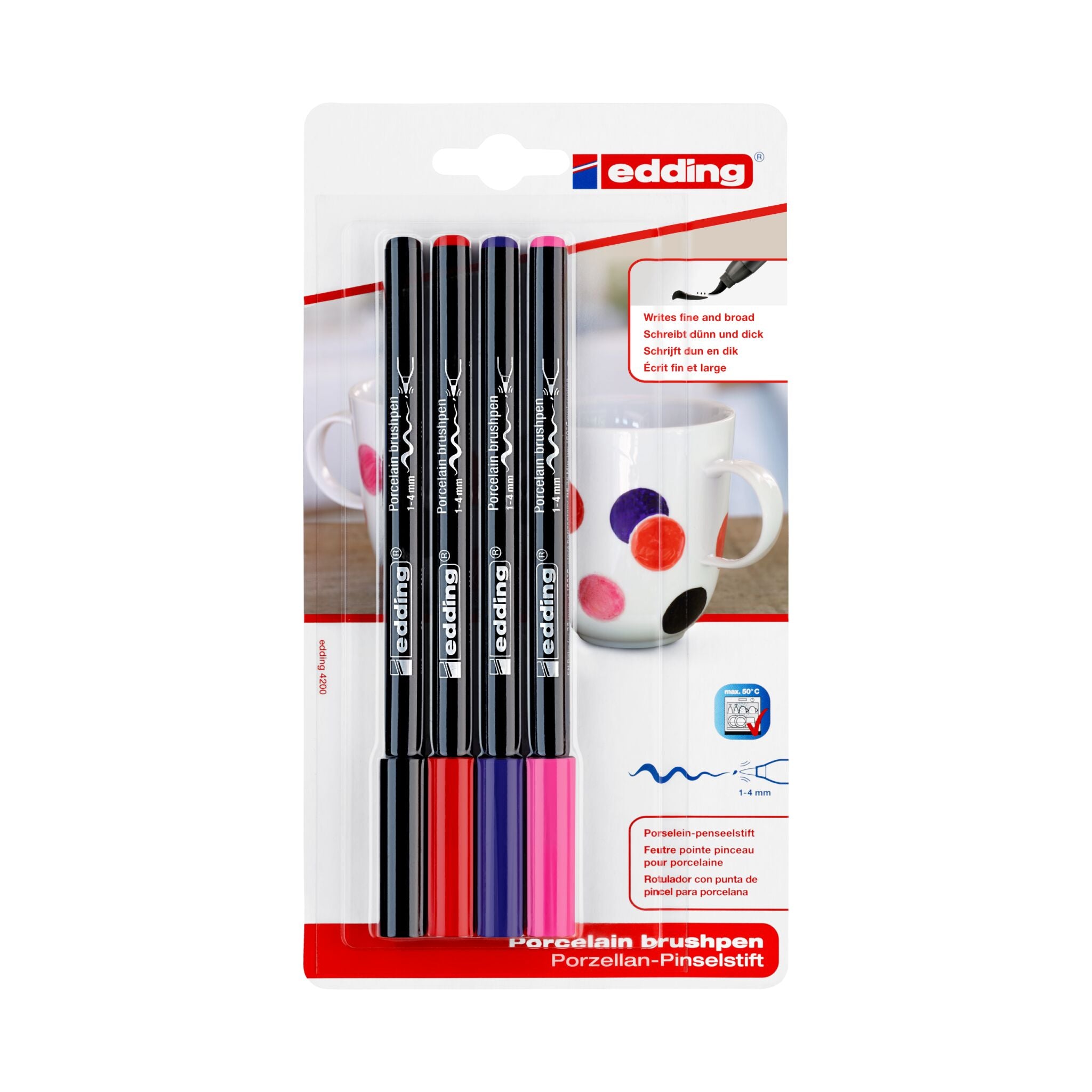 Produktbild von edding 4200 Porzellanpinselstift 4er-Set