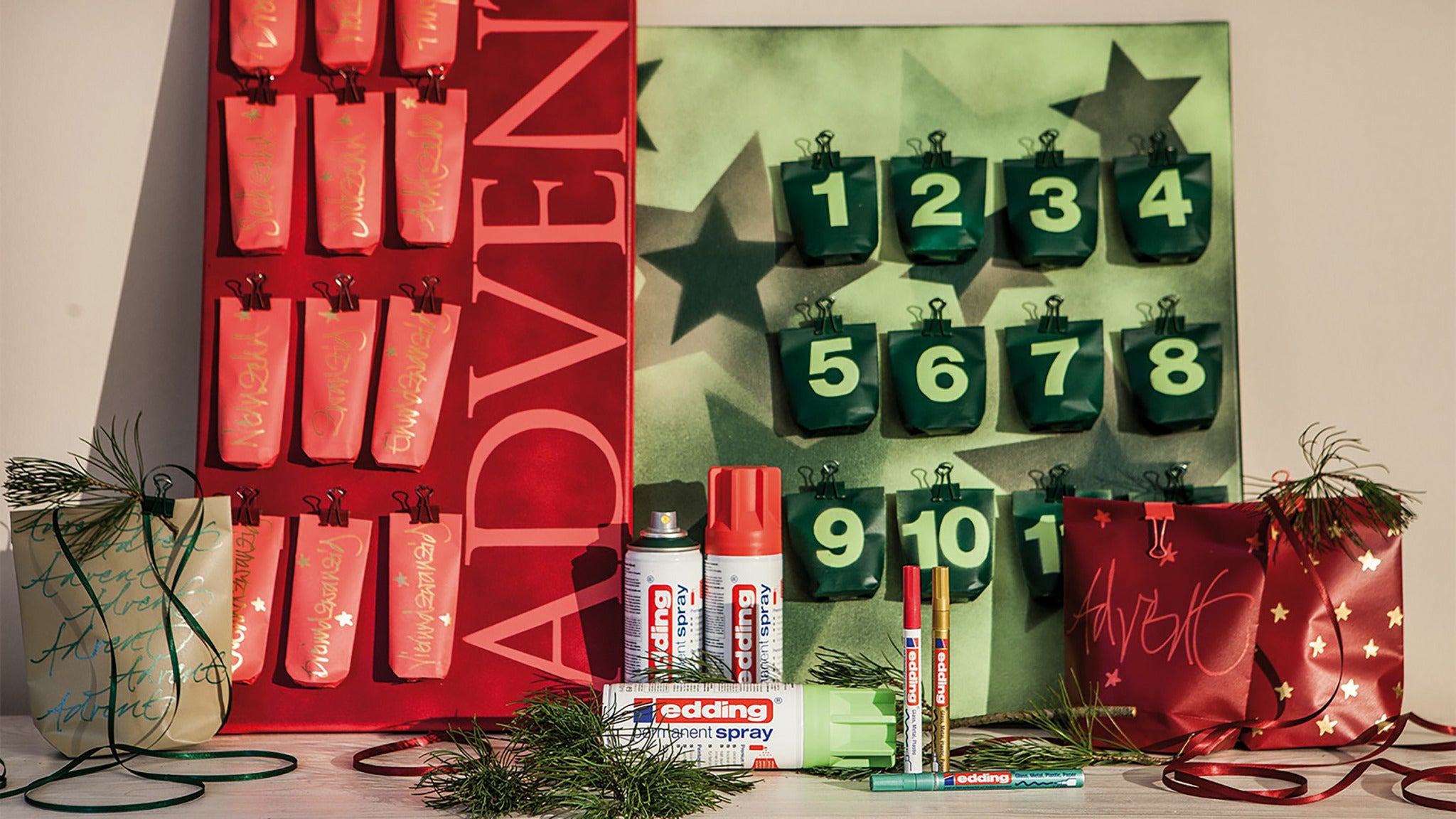 Anwendungsbild von edding 5200 Permanentspray Advenstkalender selbst gemacht DIY