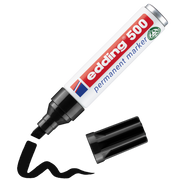edding 500 Permanentmarker in schwarz mit offener Kappe und einem gemaltem Strich