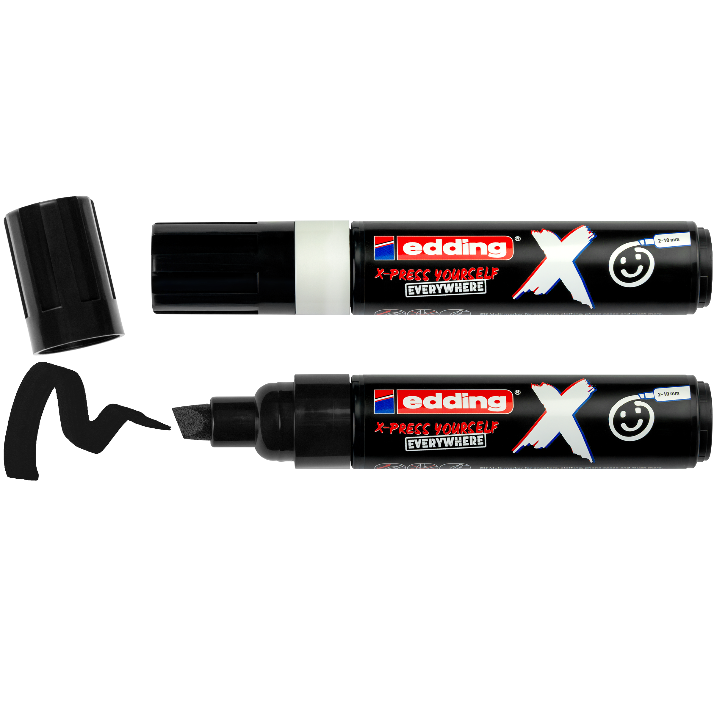 edding 6900 X Multimarker Black & White Color 2er-Set in Schwarz, Weiß mit offener Kappe und einem gemaltem Strich