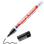 edding 8000 Tiefkühlmarker in Schwarz mit offener Kappe und einem gemaltem Strich