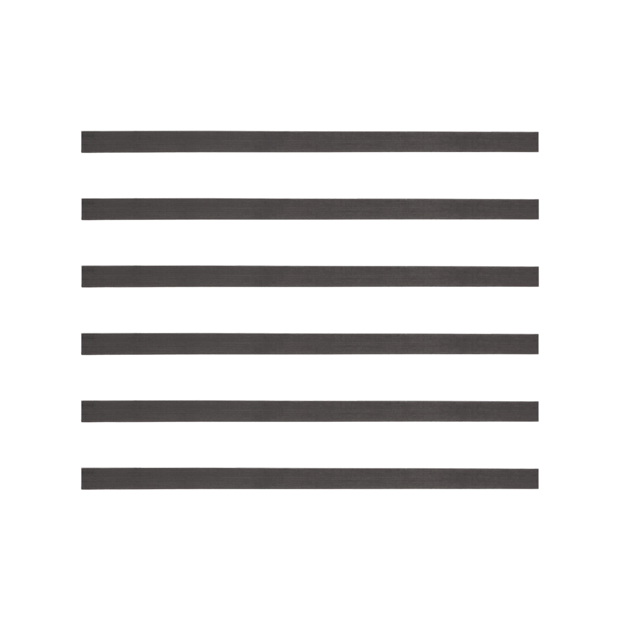 Sechs gleichmäßig verteilte, horizontale schwarze Linien auf weißem Hintergrund, die an Markierungen eines edding 8891 Nachfüllmine Autom. Zimmermannsbleistift 10H erinnern.