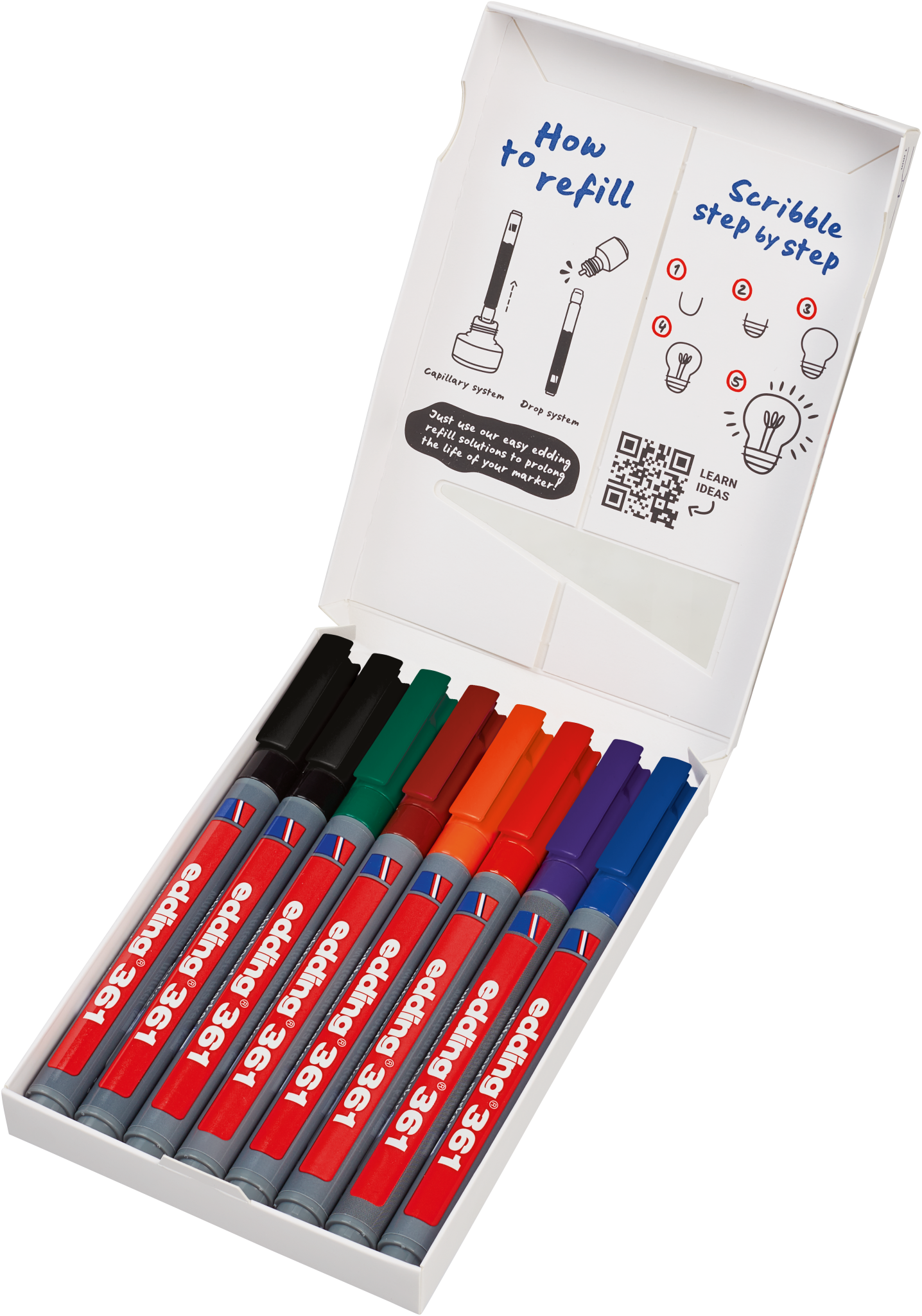8er-Set edding Whiteboard marker 361 offen