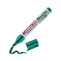 Weißer und grüner Permanentmarker edding 22 EcoLine ohne Kappe und mit einem Kringel aus grüner Tinte darunter auf weißem Hintergrund.