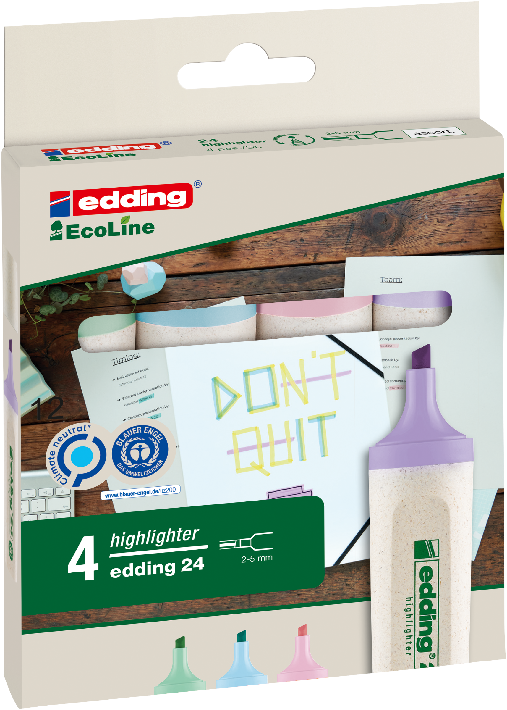 Produktbild edding 24 Ecoline Textmarker Pastell 4er Set