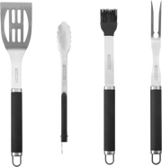 Ein weiß-roter, zylindrischer edding Grillset-Permanentmarker mit seinen zerlegten Komponenten, einschließlich Kappe, internem Tintenreservoir, Filzspitze und anderen internen Komponenten, auf weißem Hintergrund zum Markieren eines Ed.